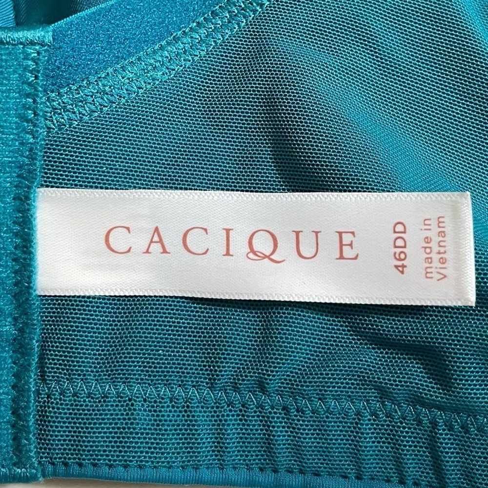 Cacique Unlined Balconette Teal Underwire Bra Women Size 46DD - Picture 4 of 6